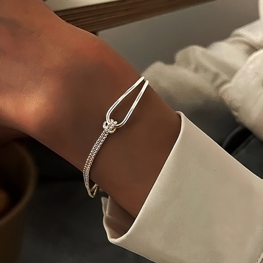 Elegant 925 Sterling Silver Geometric Bracelet – Natural Stone Beauty for Everyday Chic!