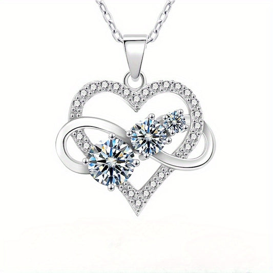 Elegant 1.8 Carat Moissanite Double Heart Pendant Necklace – The Perfect Luxury Gift for Her!