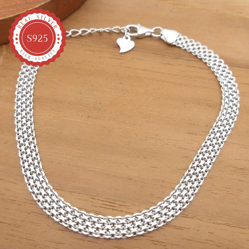 Timeless S925 Sterling Silver Mesh Bracelet – Elegant Hand Jewelry for Men and Women!