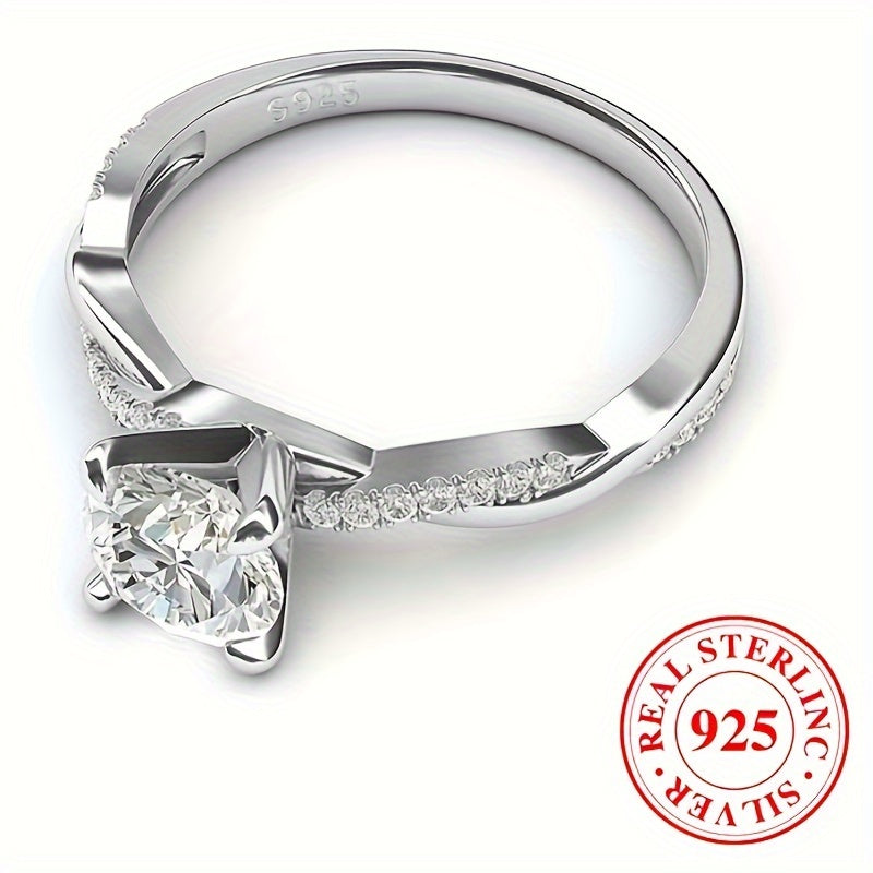 Elegant 925 Sterling Silver Engagement Ring – Timeless April Birthstone for Love and Celebration!