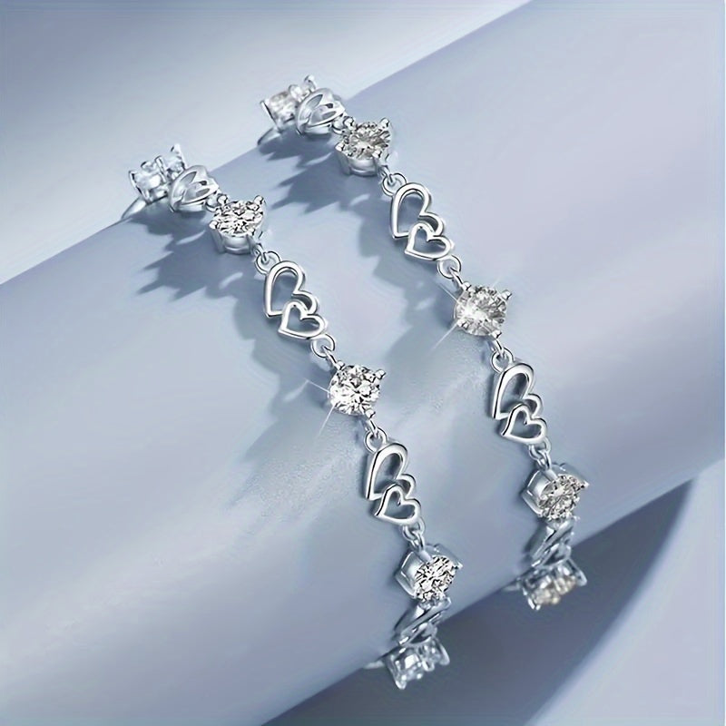 Elegant S925 Sterling Silver Heart Bracelet – The Perfect Thanksgiving Gift for Her!