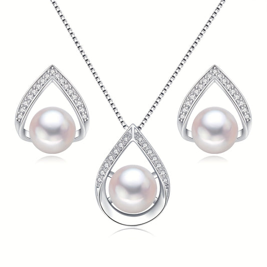 S925 Elegant Teardrop Black Pearl Jewelry Set – A Statement of Timeless Sophistication!