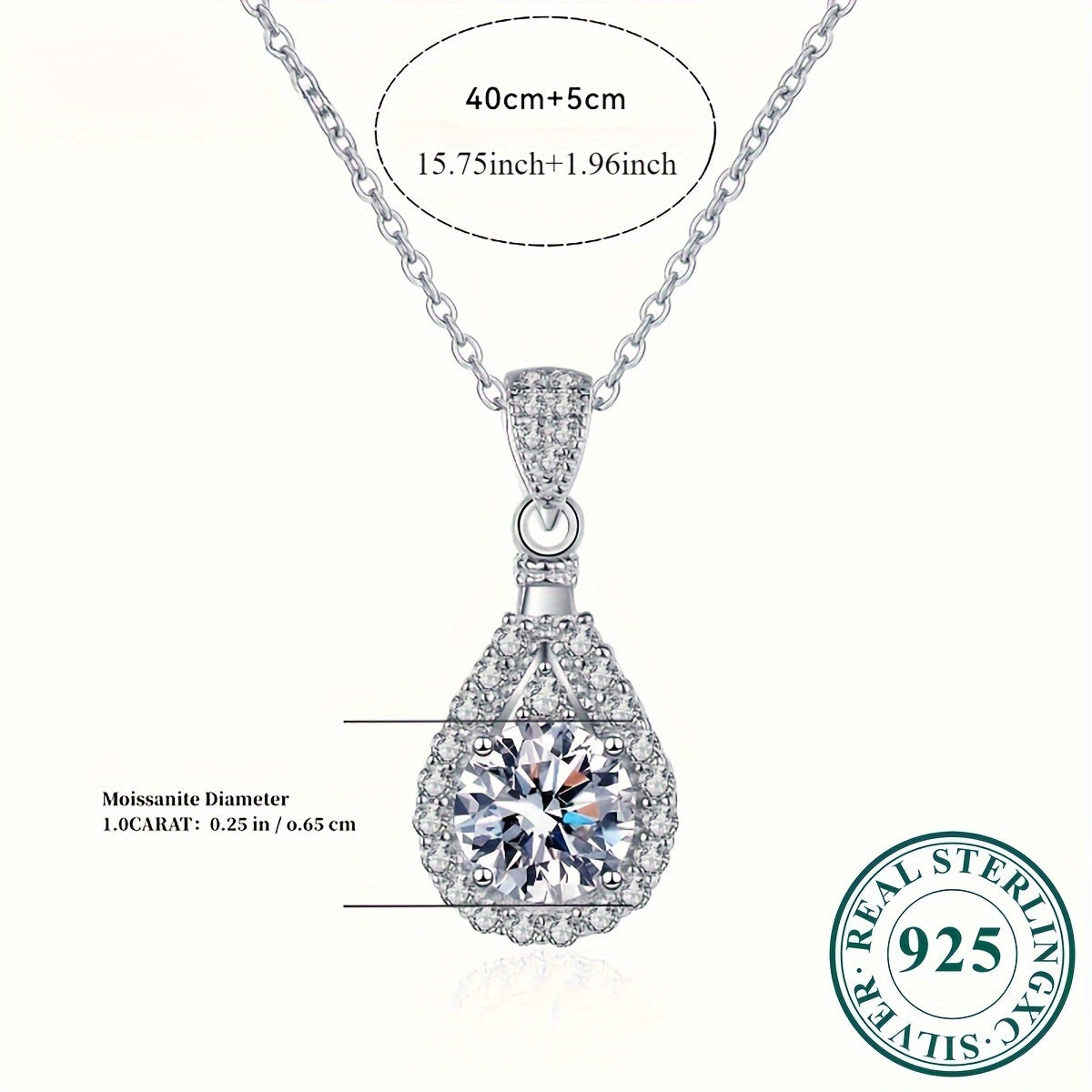 925 Sterling Silver Teardrop Moissanite Necklace – The Ultimate Elegant Gift for Her