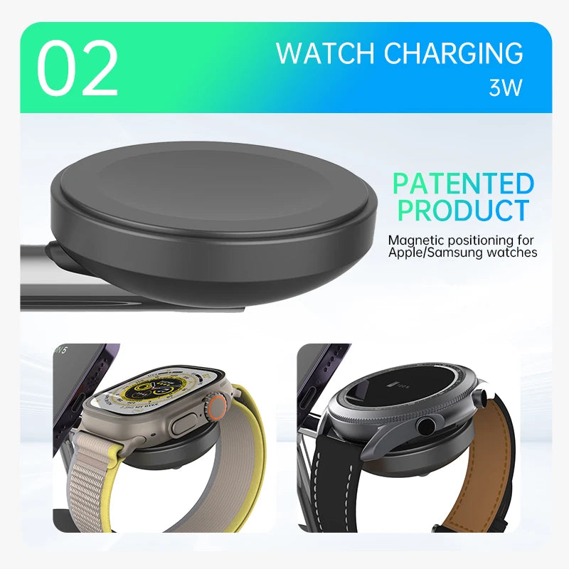 QI2 Wireless Charging Station for Apple 3 in 1 Wireless Charger Stand Dock Watch and Phone Charger Station for Apple Watch 8/7/S