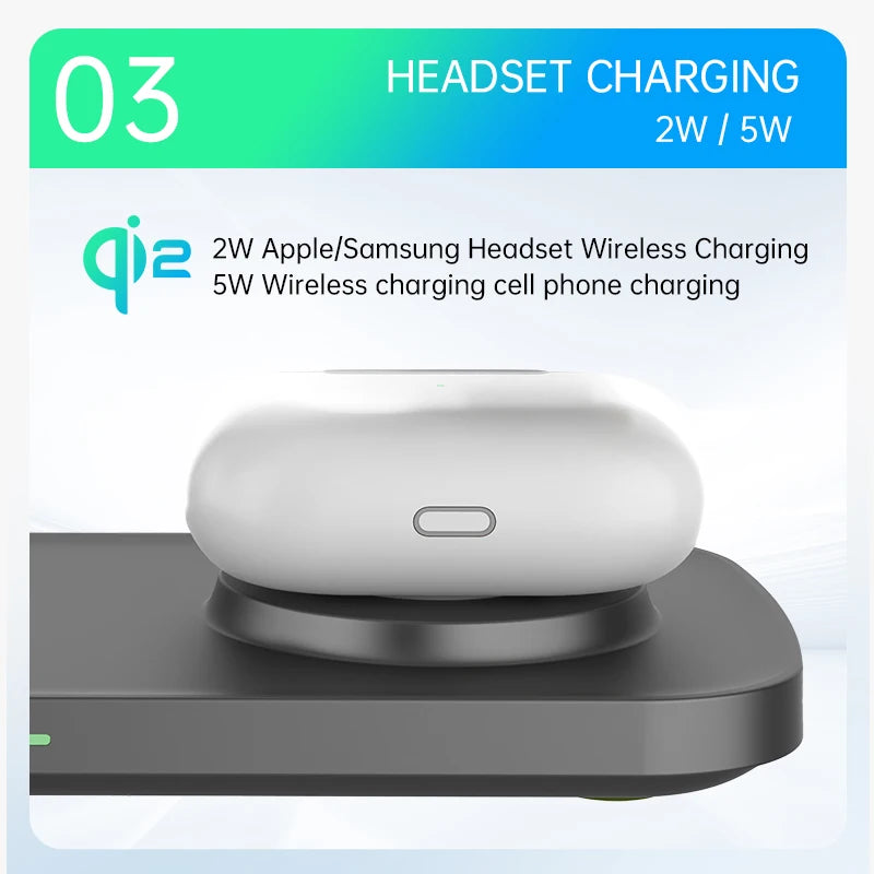 qi2 3 in 1 Wireless Charger For iPhone 12 13 14 15 stand for Airpods Pro for Apple/ Samsung Watch Fast Charging Station