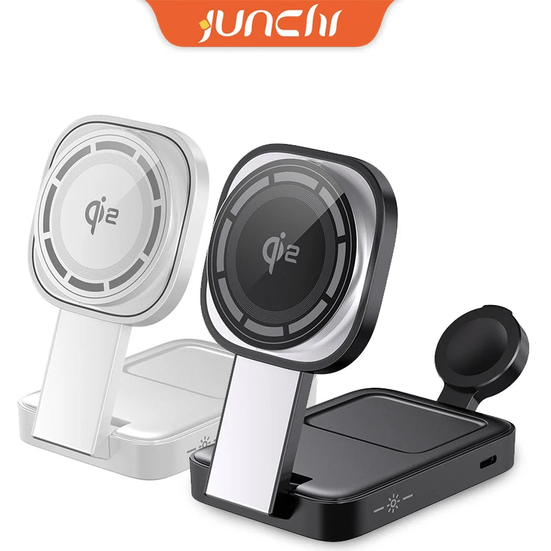 3in1 Magnetic Wireless Charger QI2 Magsafe Folding Wireless Charging Station for iphone 16 pro iWatch AirPods Wireless Charger