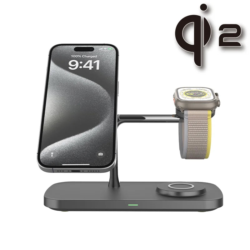 qi2 3 in 1 Wireless Charger For iPhone 12 13 14 15 stand for Airpods Pro for Apple/ Samsung Watch Fast Charging Station