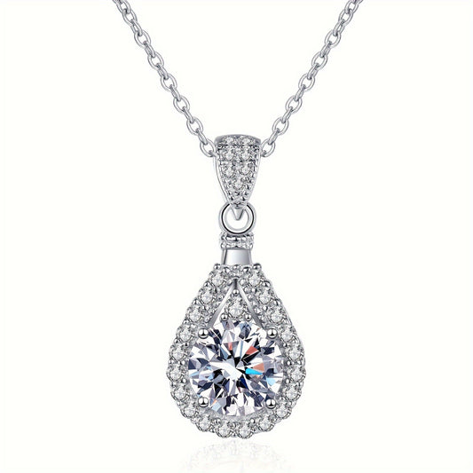 925 Sterling Silver Teardrop Moissanite Necklace – The Ultimate Elegant Gift for Her