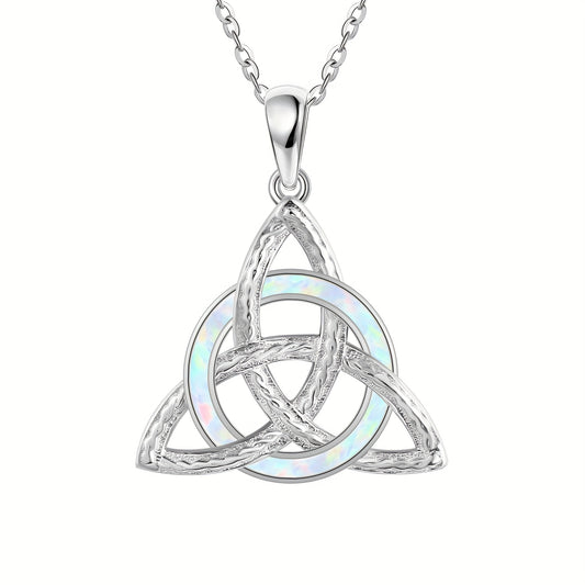 925 Sterling Silver Celtic Knot Opal Necklace – Timeless Elegance for Women Who Love Meaningful Jewelry!