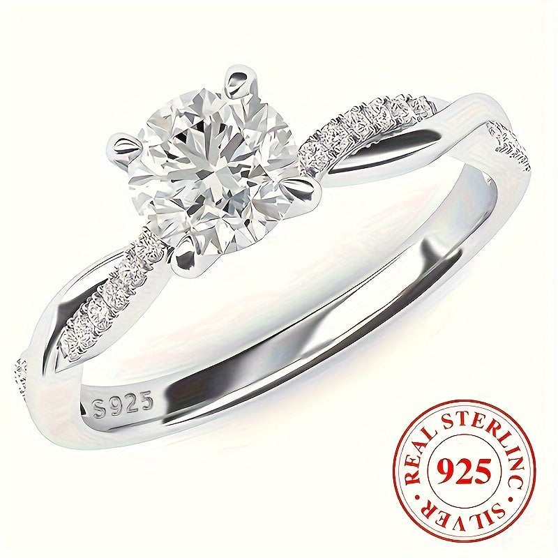 Elegant 925 Sterling Silver Engagement Ring – Timeless April Birthstone for Love and Celebration!